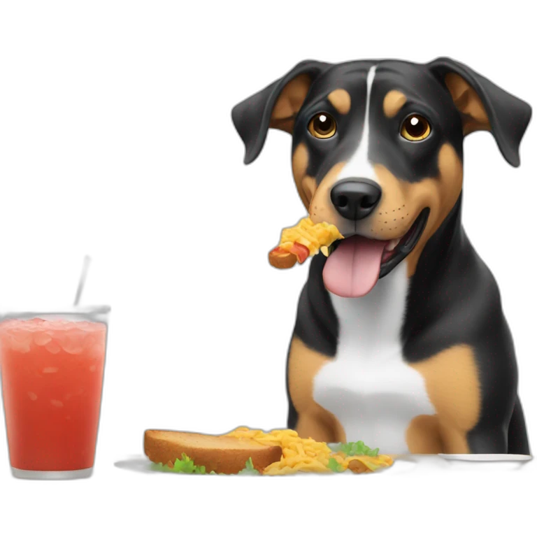 A dog eating lunch emoji