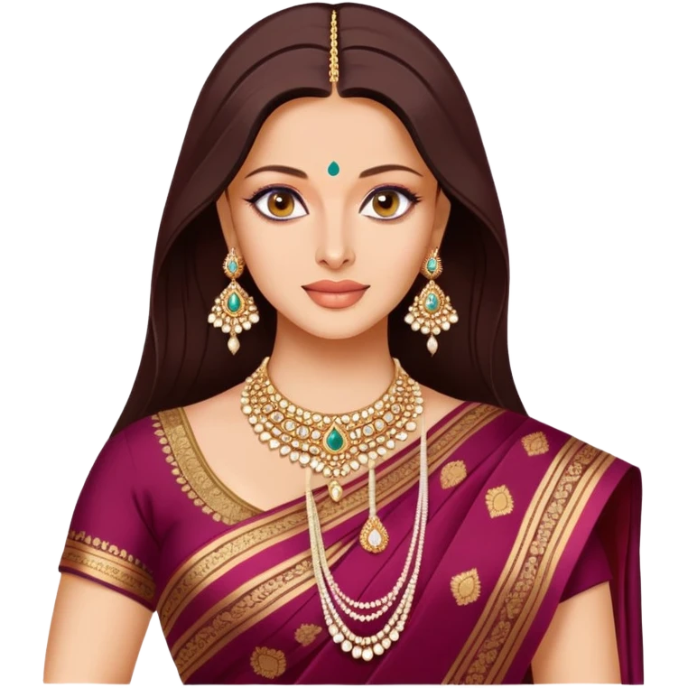 Aishwarya Rai in a saree, traditional Indian outfit, jewelry emoji
