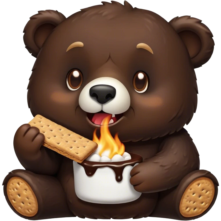evil bear eating smore  emoji