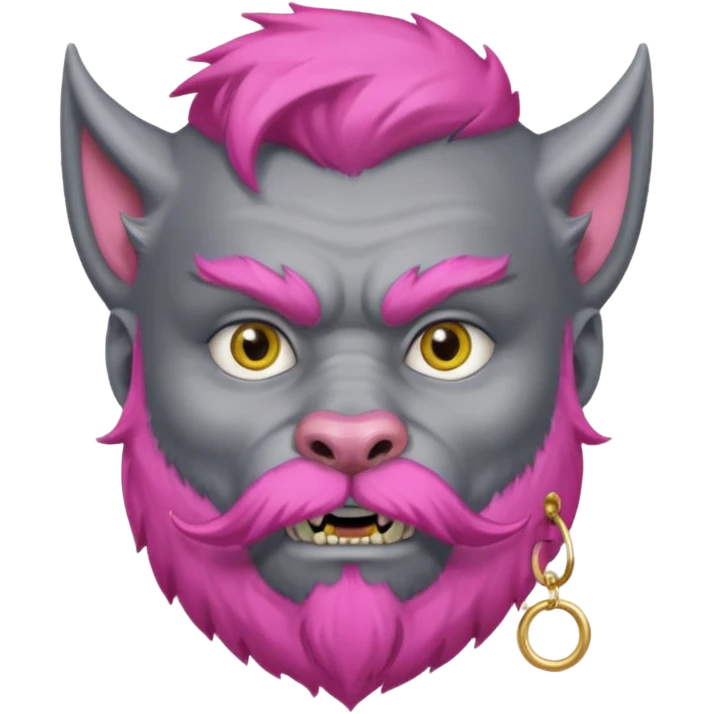 gray warewolf with pink beard and gold circle earring  emoji