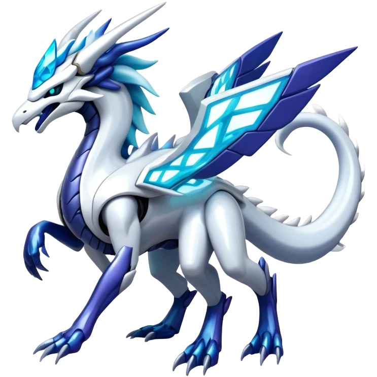 Colorful Futuristic Modern Epic Legendary Shiny Cyber-Suicune-Dialga-Reshiram-Creature, (full body) emoji