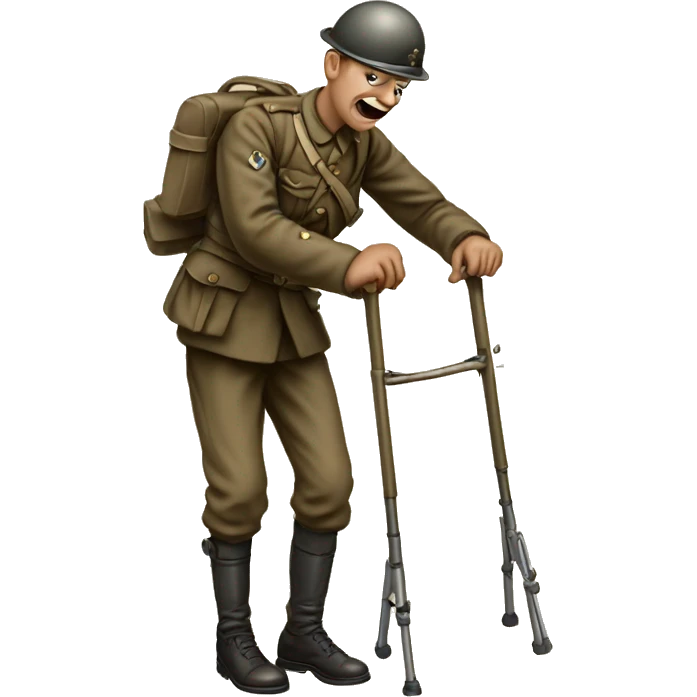 disabled ww1 soldie with amputation on crutches emoji