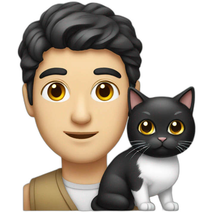 persian guy with white and black cat emoji