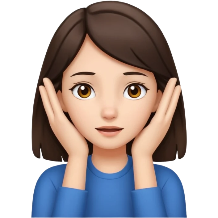 pretty brunette girl covering her ears with her hands emoji