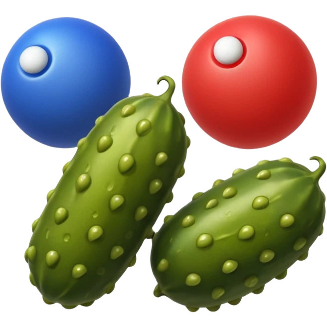One pickle and two balls emoji