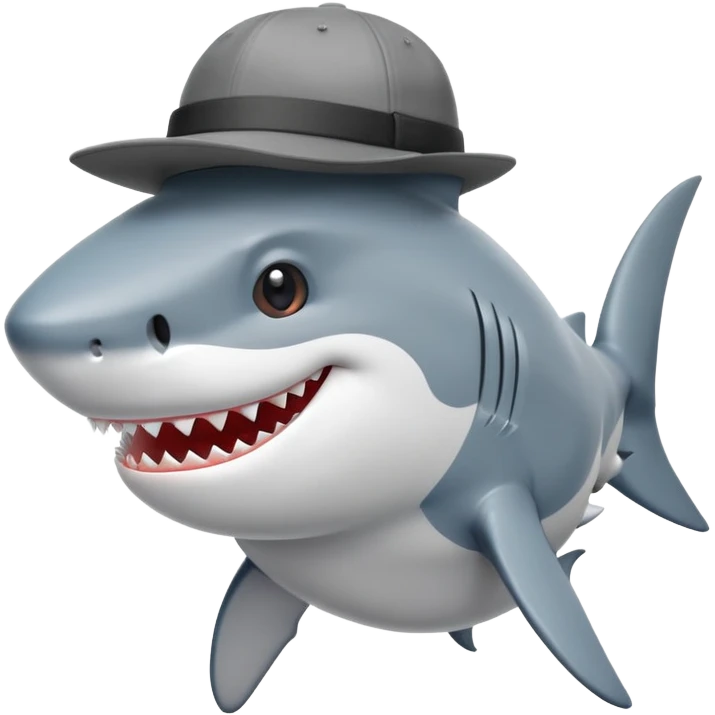 shark walking with a hat emoji