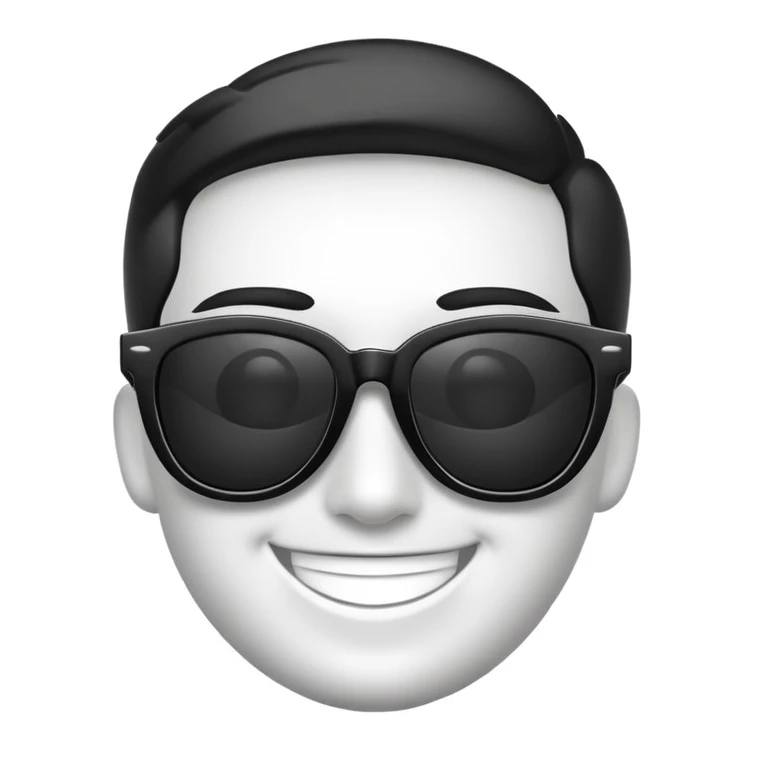 Black and white smiling face with sunglasses emoji