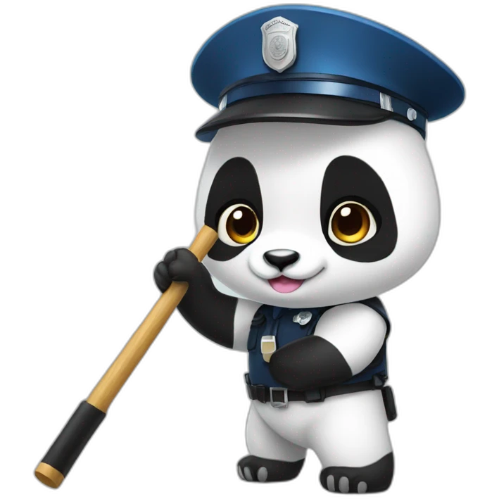 panda with baton and police cap emoji