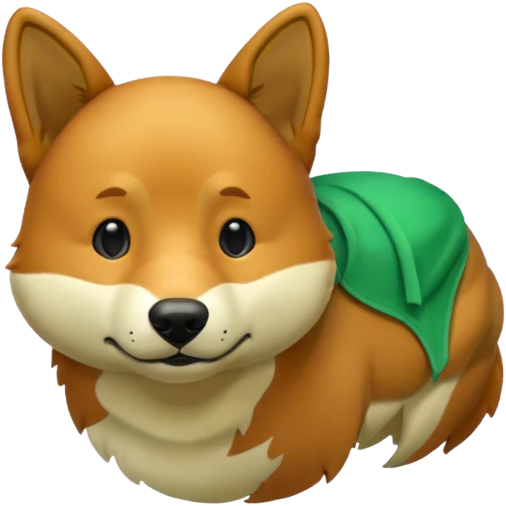 perro dingo de color verde enfocado desde detrás emoji