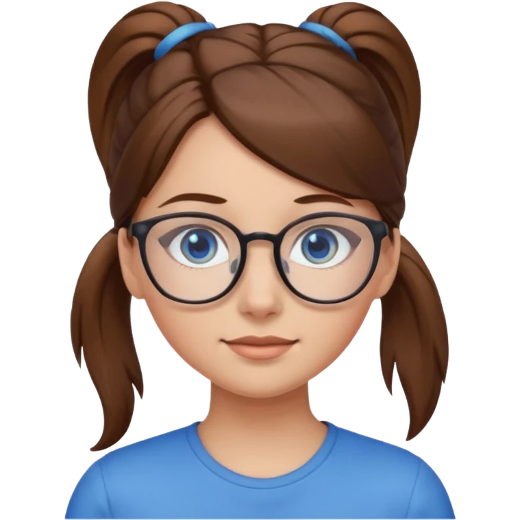 brown haired Ponytail Girl with Glasses emoji