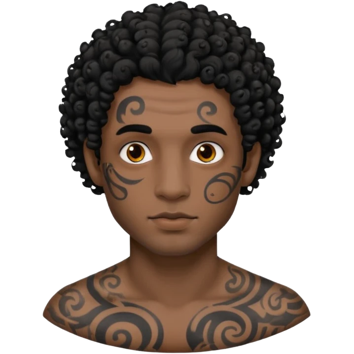 man curly hair and face tattoo emoji