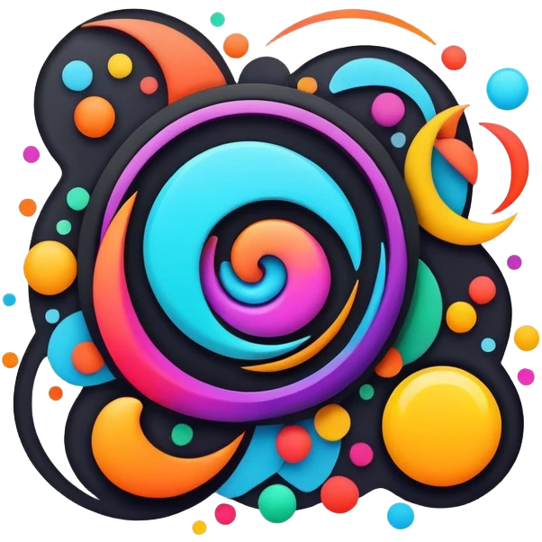 framed digital tablet artwork with abstract vector shapes inside emoji