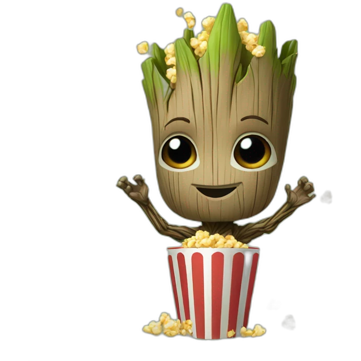 groot avec du popcorn emoji