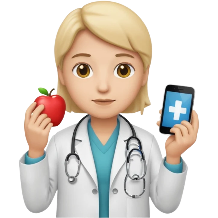 emoji comprando con traje de doctora emoji