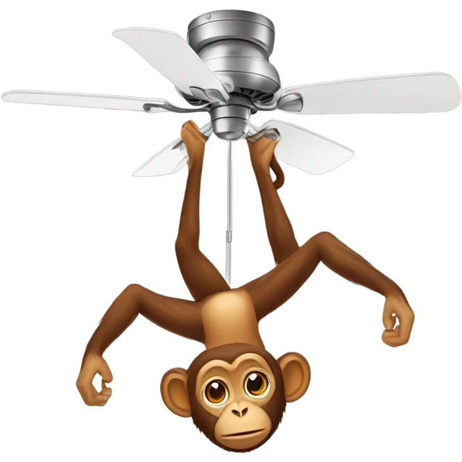 Monkey wearing bikini and hanging from ceiling fan emoji