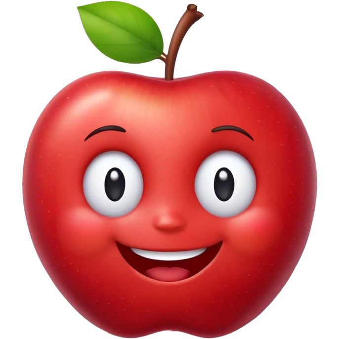 A smiling cartoon apple character named Elma with cute face and little arms emoji