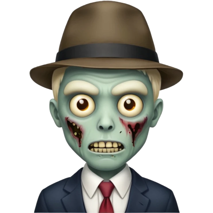 zombie with hat and tie emoji