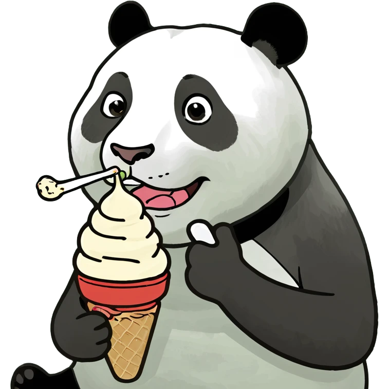 Panda eating ice cream emoji