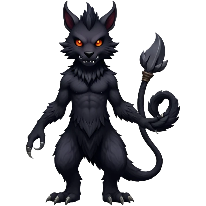  Dark black evil anthro Fakémon-Wickerbeast-creature (full body) emoji