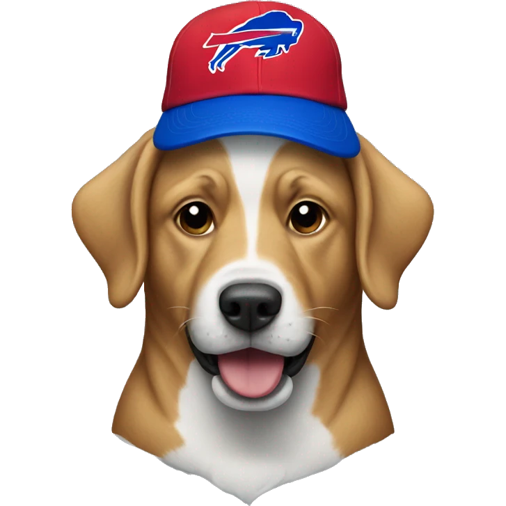 Dog wearing a buffalo bills hat emoji