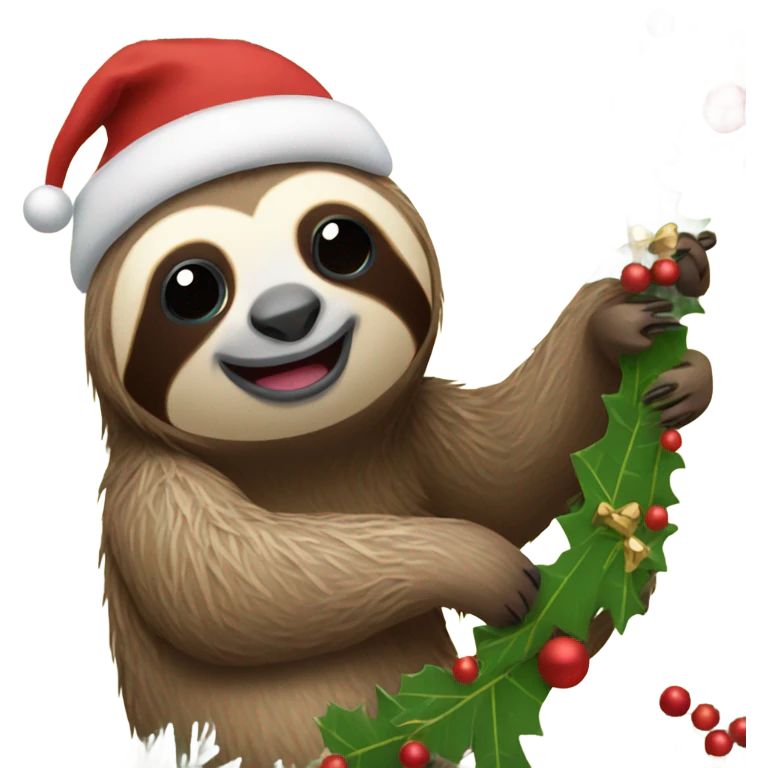 sloth decorating for christmas  emoji