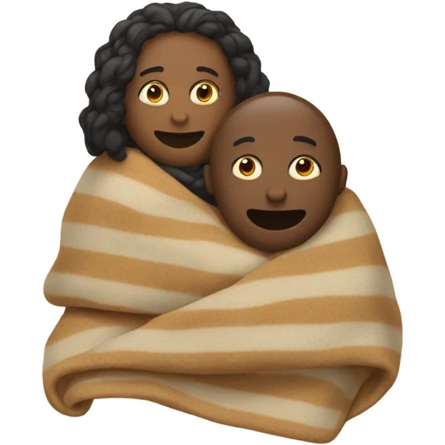 two friends warmed by a blanket emoji