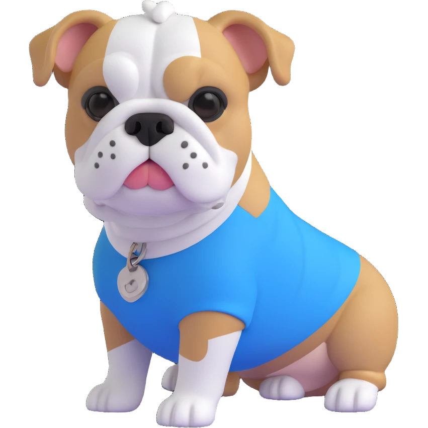 mini bulldog, blue and white emoji