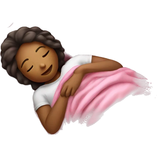 A girl sleeping with pink blanket on her  emoji