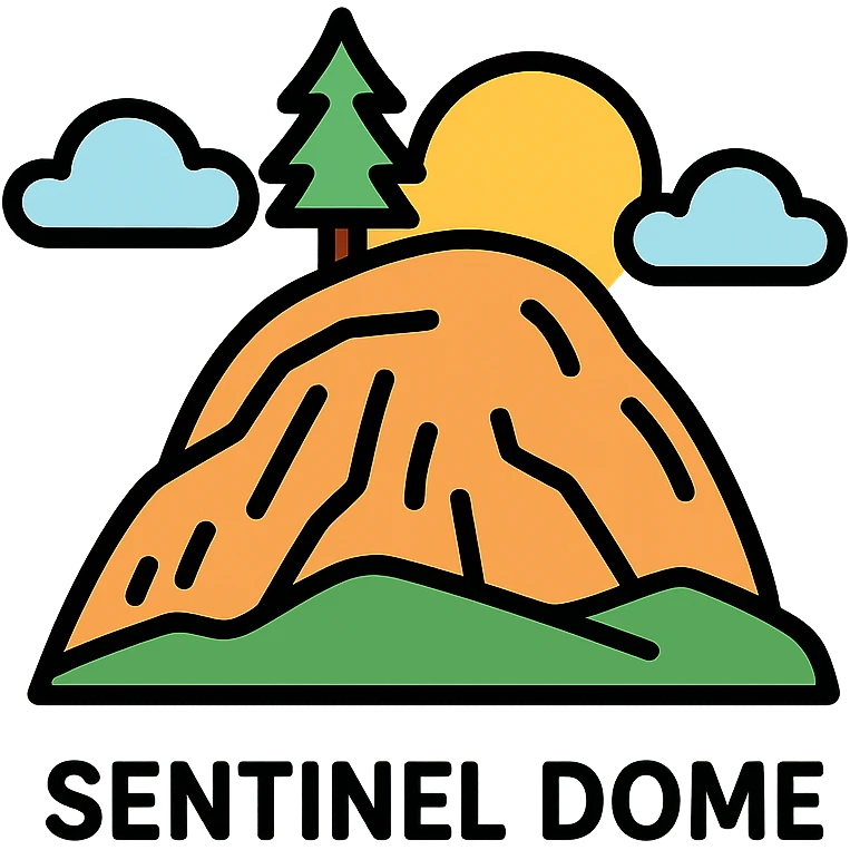 colorful hand drawn illustration of Yosemite Sentinel Dome, no text emoji