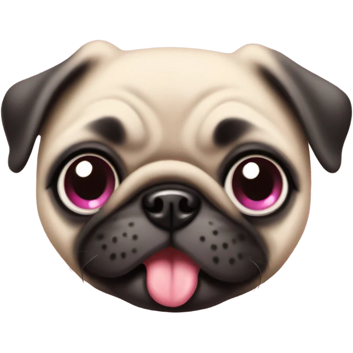 Cute Baby Pug with pink eyes smiling and playful  emoji