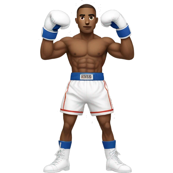 A boxer with white gloves and white short and with abs  emoji