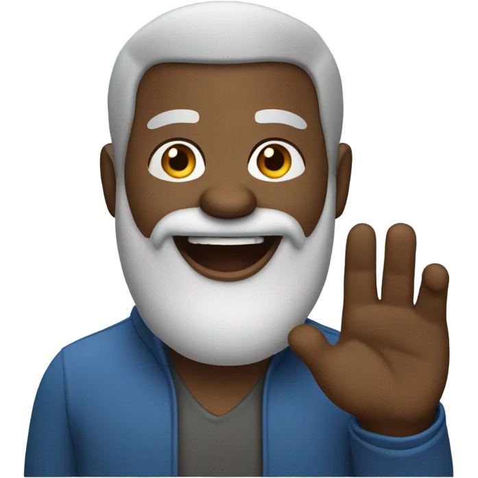 Older bearded black man waving  emoji