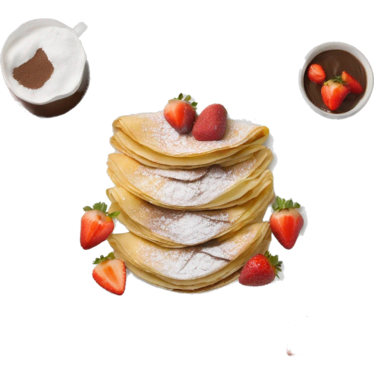 nutella crepes with powdered sugar on top and strawberries emoji