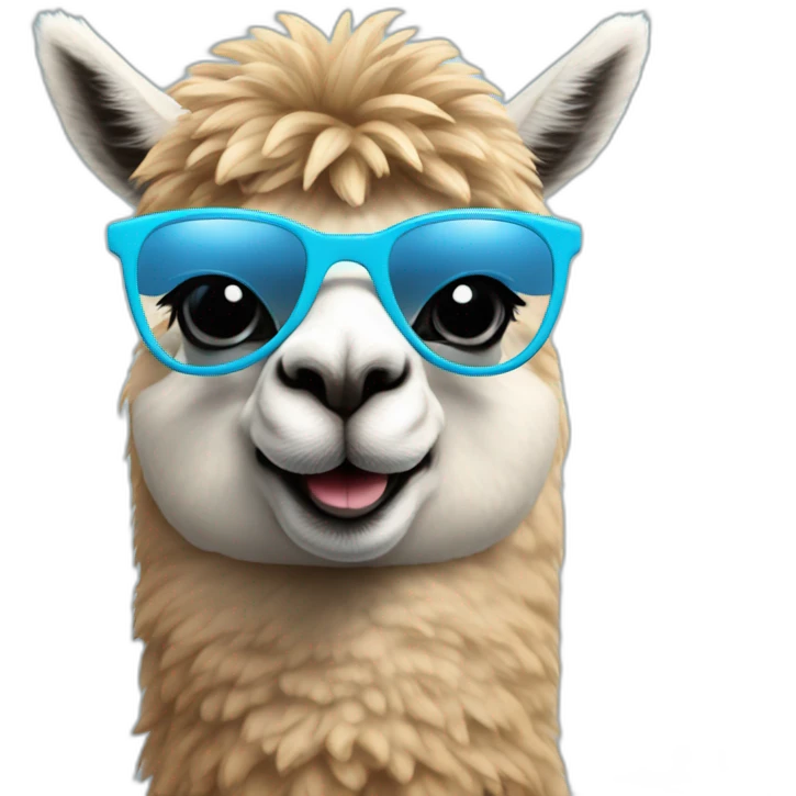 alpaca-with-sun-glasses-and-wearing-light-blue-shirt emoji