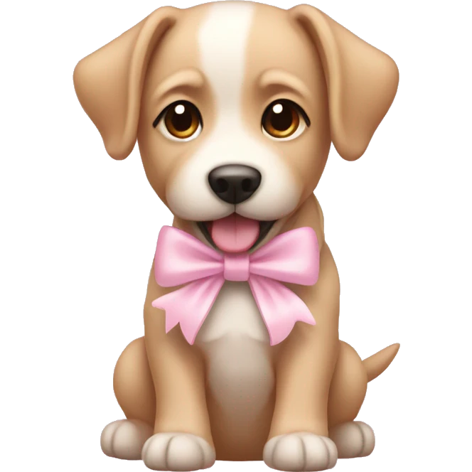 cute dog with light pink bows emoji
