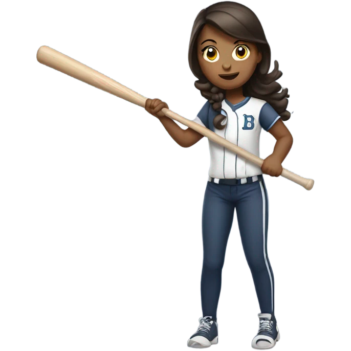 Brunette girl with baseball bat emoji