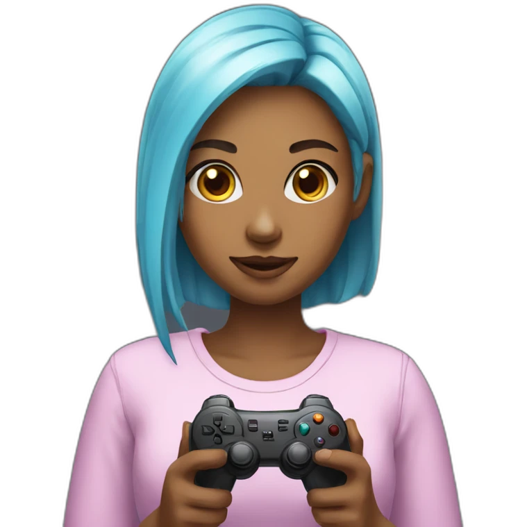 Gamer girl holding game controller emoji