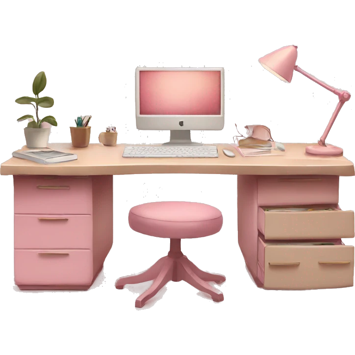 aesthetic desk pink and beige emoji