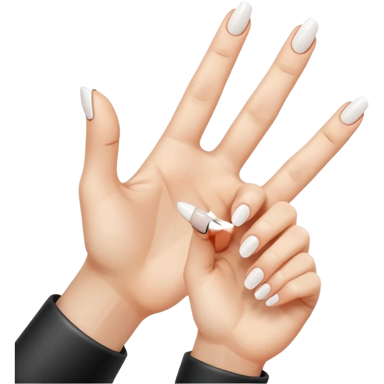 hand gesture with two fingers up, white nails, normal emoji style, different hand angle emoji