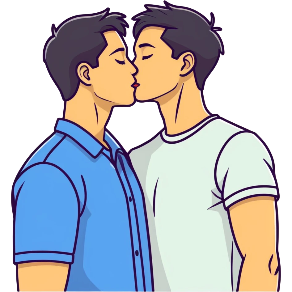 Gay couple kissing white and Filipino emoji