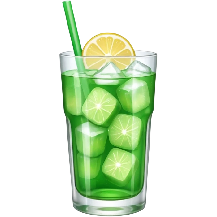 Japanese cream soda green on a glass with ice  emoji
