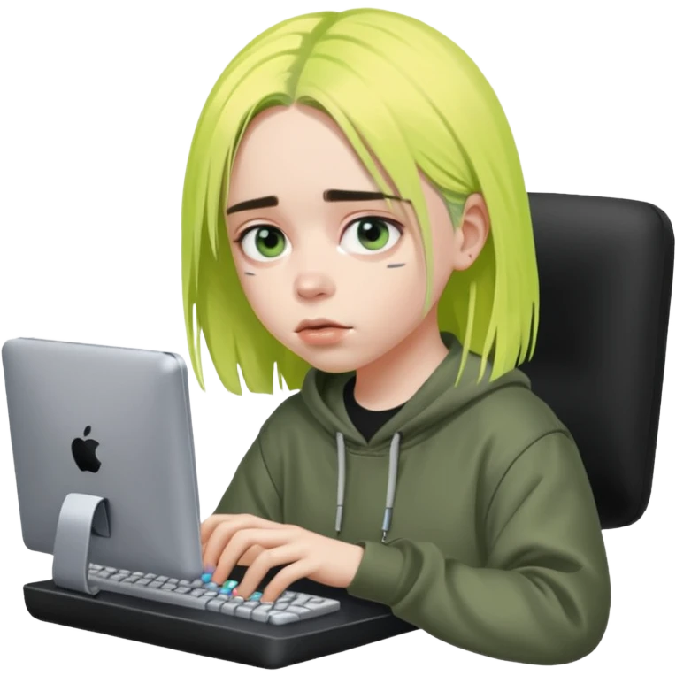 Billie Eilish avec un ordinateur emoji
