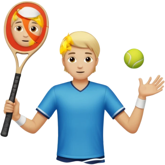 Chico  rubio bajo el sol jugando padel  emoji