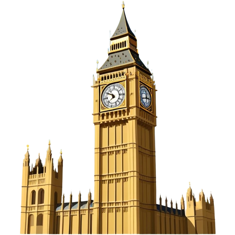 Simplest possible Big Ben tower with flat colors emoji