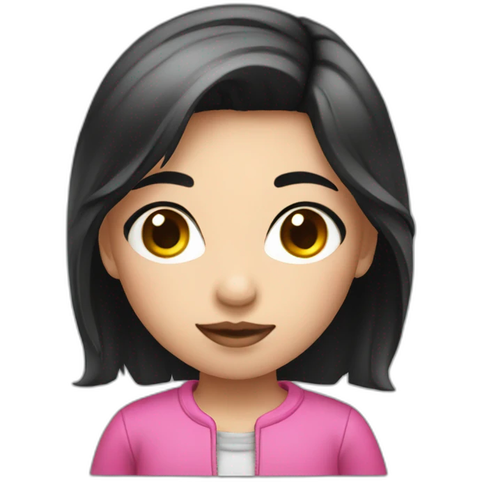 Girl photographer with Pink skin and black hair emoji
