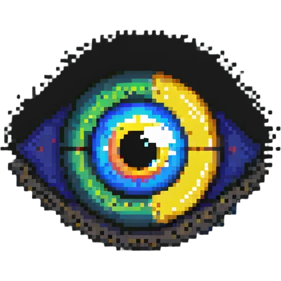 pixel art eyes in different colors emoji