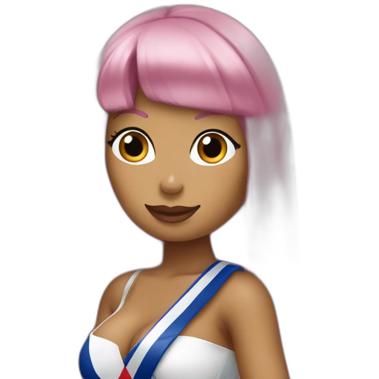 Nicki Minaj in front of the french flag emoji
