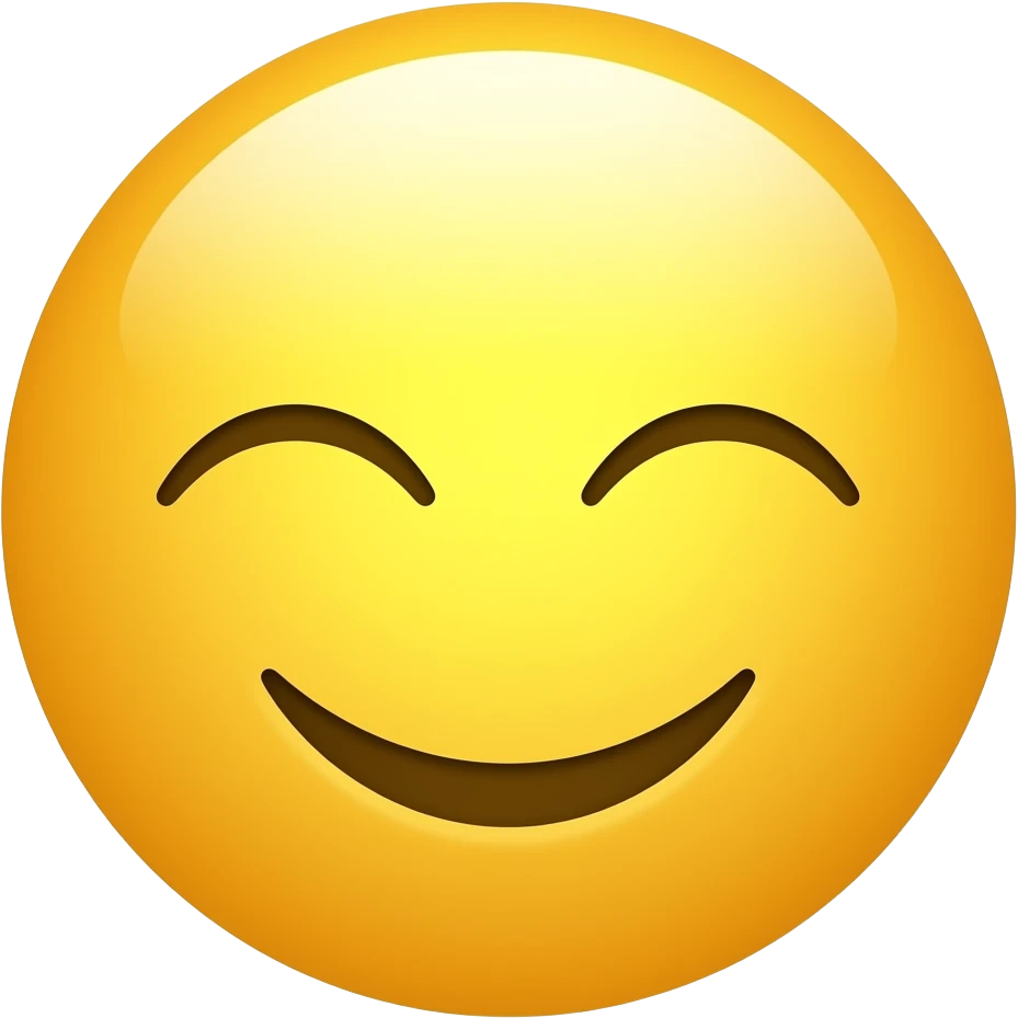 Yellow circle with joy and squinting eyes with no eyebrows and nose and ears emoji