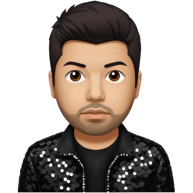 Chino Moreno from Deftones with dark brown hair, light skin, black sequin outfit emoji