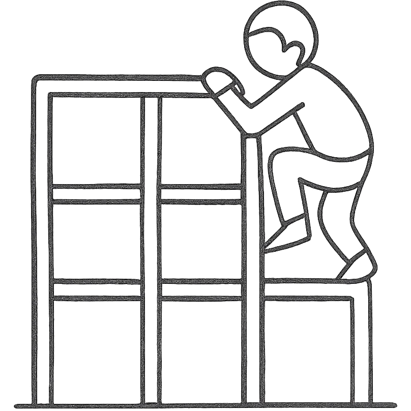 hand drawn outline icon of a person climbing on a jungle gym emoji